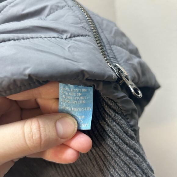 J. McLaughlin Jacket Womens SZ L Gray Full Zip Long Sleeve Ribbed Quilted Bomber - Picture 3 of 6